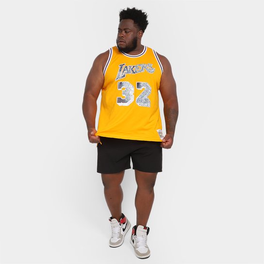 Regata Mitchell e Ness 75TH Anni Jersey La Lakers Magic Johnson Plus Size Masculina