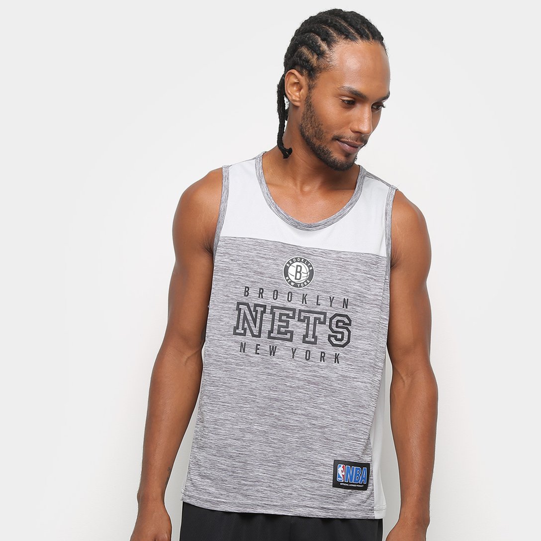 Regata NBA Brooklyn Nets 17 Fio Tinto Mesh Masculina Cinza Loja NBA