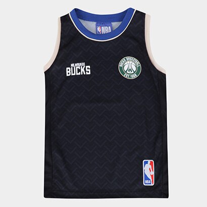 Regata NBA Juvenil Milwalkee Bucks Terms Braziline - Preto