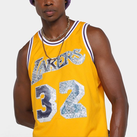 Regata NBA Los Angeles Lakers Mitchell e Ness 75th Anni Jersey Magic Johnson Masculina
