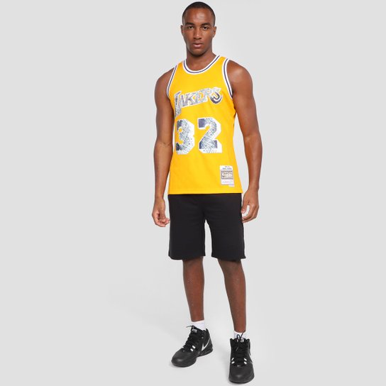 Regata NBA Los Angeles Lakers Mitchell e Ness 75th Anni Jersey Magic Johnson Masculina