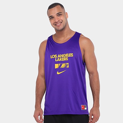 Regata NBA Nike Los Angeles Lakers Masculina - Roxo+Amarelo