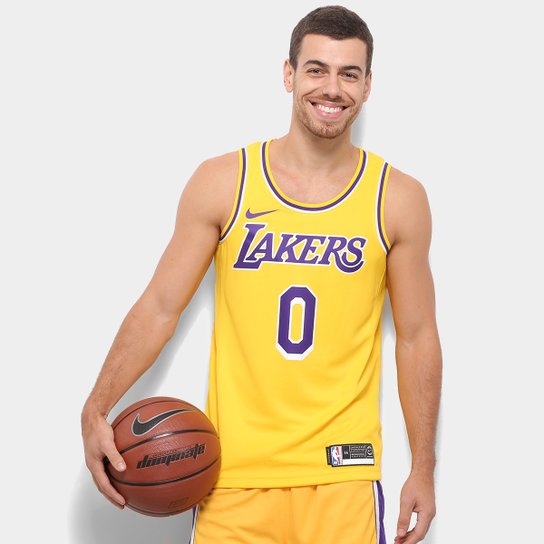 Regata Swingman NBA Los Angeles Jersey Road - Amarelo+Roxo