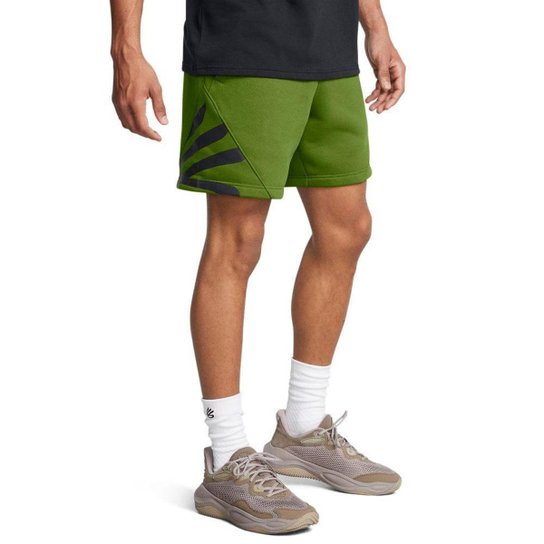 Shorts de Basquete Masculino Under Armour Curry Splash Fleece G Verde