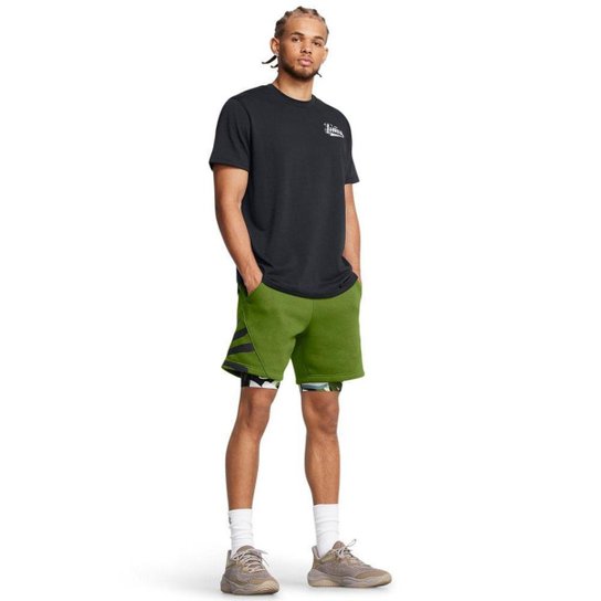 Shorts de Basquete Masculino Under Armour Curry Splash Fleece G Verde