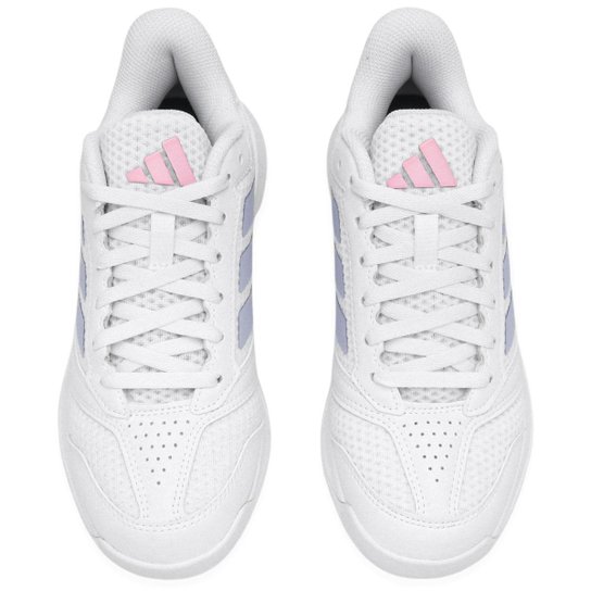 Tênis Adidas Ligra 8 Indoor Branco Azul e Rosa
