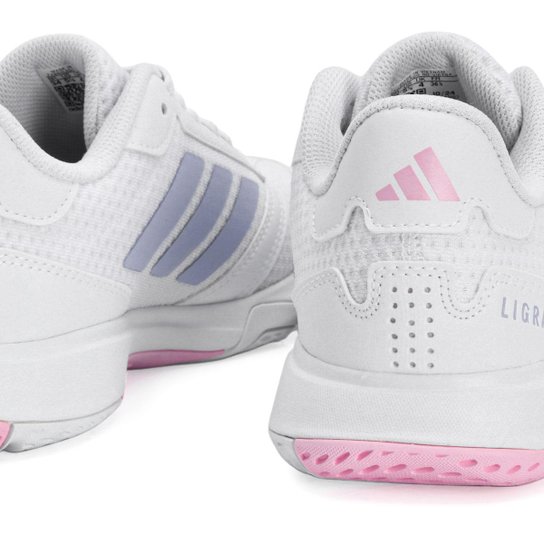 Tênis Adidas Ligra 8 Indoor Branco Azul e Rosa